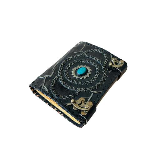 Hocus Pocus Stone Vintage Leather Book of Spell Celtic Wiccan Journals for Writing Black Handmade Deckle Art Paper Planner Diary